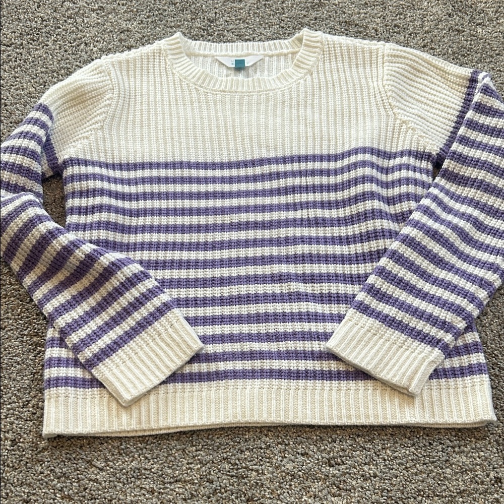 Striped Purple and White Girl’s Sweater